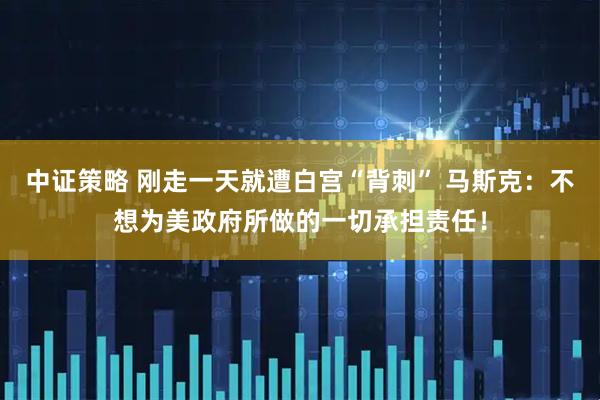 中证策略 刚走一天就遭白宫“背刺” 马斯克：不想为美政府所做的一切承担责任！