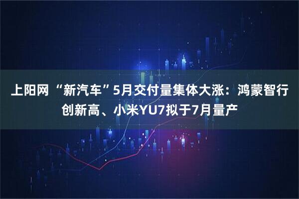 上阳网 “新汽车”5月交付量集体大涨：鸿蒙智行创新高、小米YU7拟于7月量产