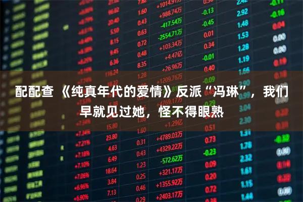 配配查 《纯真年代的爱情》反派“冯琳”,我们早就见过她,怪不得眼熟